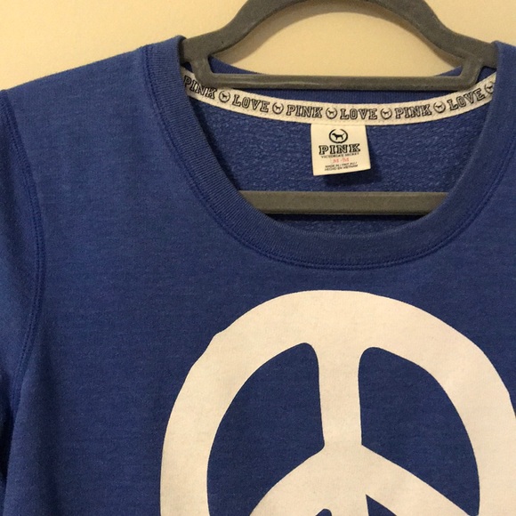 EUC Victoria’s Secret PINK Blue Peace Sweatshirt - Picture 3 of 4